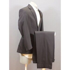 Calvin Klein Mens Two Button Wool Black 2 Piece Suit 38S Flat Fronts 30"W